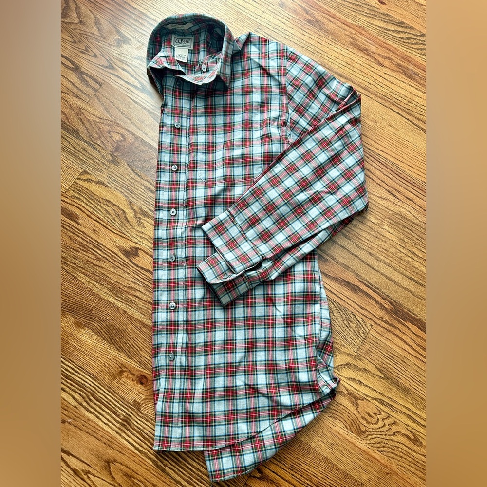 L.L. Bean Plaid Wrinkle-Free Traditional Fit Button Down